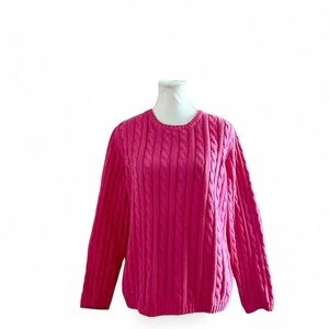 Vibrant Pink Cable Knit Sweater